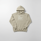 Beige hoodie with 'The Sunday Brand' logo on a light gray background